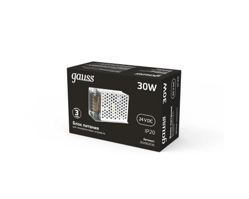 Блок питания Gauss 30W 24V IP20 202002030