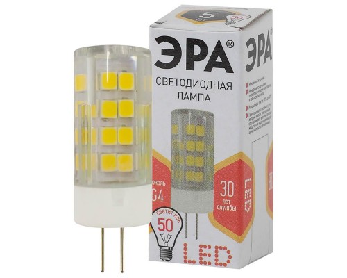 Лампа светодиодная ЭРА G4 5W 2700K прозрачная LED JC-5W-220V-CER-827-G4 Б0027857 Лампа светодиодная ЭРА G4 5W 2700K прозрачная LED JC-5W-220V-CER-827-G4 Б0027857