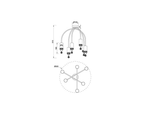 Потолочная люстра Vele Luce Pioggia VL4283L06 Потолочная люстра Vele Luce Pioggia VL4283L06