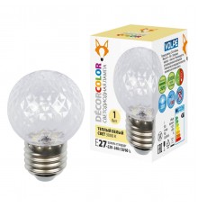 Лампа светодиодная E27 1W 3000K прозрачная LED-D45-1W/3000K/E27/CL/С PINEAPPLE UL-00010064