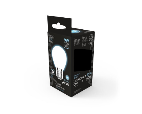 Лампа светодиодная филаментная Gauss E27 9W 4100К матовая 105202209