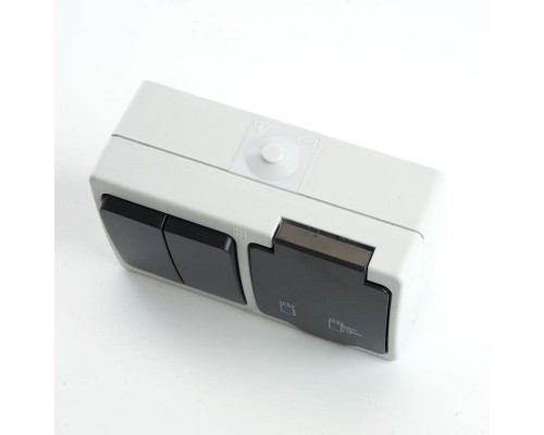 Блок розетка-выключатель Stekker серый-графит PST16-11-54/10-121-54 32761