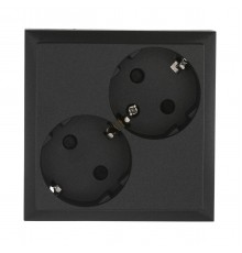 Розетка LK Studio двойная с з/к, со шторками (черный бархат) LK60 863508-1