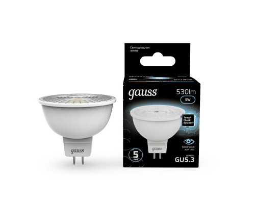 Лампа светодиодная Gauss GU5.3 5W 4100K матовая 101505205 Лампа светодиодная Gauss GU5.3 5W 4100K матовая 101505205