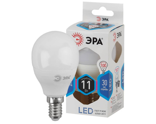 Лампа светодиодная ЭРА E14 11W 4000K матовая LED P45-11W-840-E14 Б0032988 Лампа светодиодная ЭРА E14 11W 4000K матовая LED P45-11W-840-E14 Б0032988