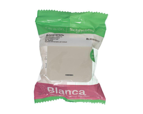 Выключатель одноклавишный Systeme Electric Blanca 10A 250V с подсветкой бежевый BLNVA101117 Выключатель одноклавишный Systeme Electric Blanca 10A 250V с подсветкой бежевый BLNVA101117