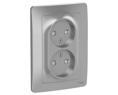 Розетка двойная 2К Systeme Electric Blanca 16A 250V со шторками алюминий BLNRS000123 Розетка двойная 2К Systeme Electric Blanca 16A 250V со шторками алюминий BLNRS000123