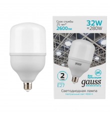 Лампа светодиодная Gauss E27 32W 4000K матовая 63223
