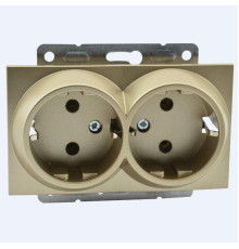 Розетка 2К+З двойная Mono Electric Despina/ Larissa 16A 250V винтовое подключение титан 500-002204-120