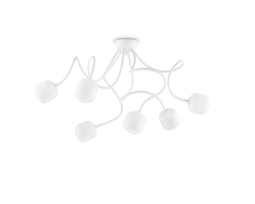Потолочная люстра Ideal Lux Octopus PL6 Bianco 174921 Потолочная люстра Ideal Lux Octopus PL6 Bianco 174921
