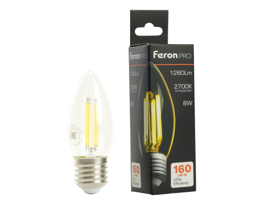 Лампа светодиодная Feron.PRO LB-1208 Свеча E27 1280LM 8W 175-265V 2700K 51241