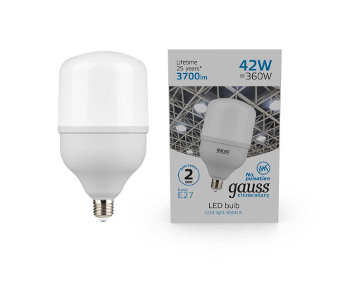 Лампа светодиодная Gauss E27 42W 6500K матовая 63234 Лампа светодиодная Gauss E27 42W 6500K матовая 63234
