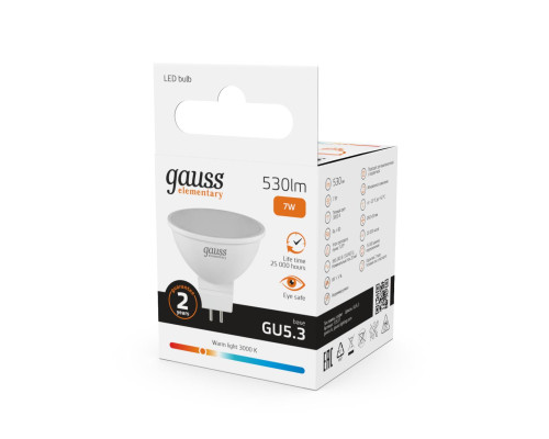 Лампа светодиодная Gauss GU5.3 7W 3000K матовая 13517 Лампа светодиодная Gauss GU5.3 7W 3000K матовая 13517