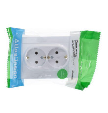 Розетка двойная 2К+З Systeme Electric AtlasDesign 16A 250V жемчужная ATN000424