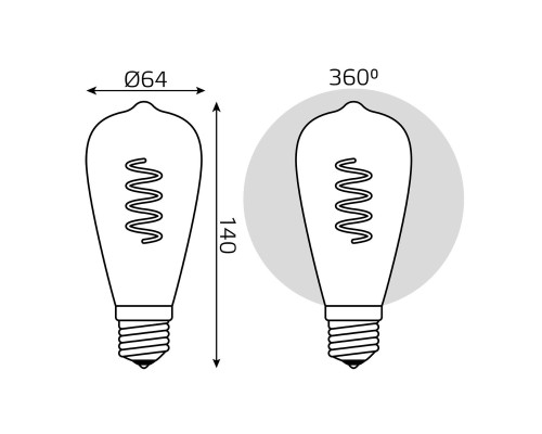 Лампа светодиодная филаментная Gauss E27 6W 2400K золотая 157802006