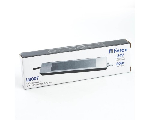 Блок питания для светодиодной ленты Feron LB007 12V 60W IP67 2,5A 48057