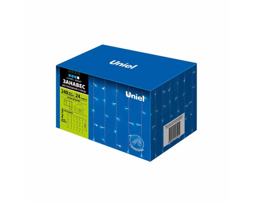 Уличная светодиодная гирлянда Uniel занавес 220V синий/белый ULD-C3020-240/TTK Blue-White IP44 UL-00007214