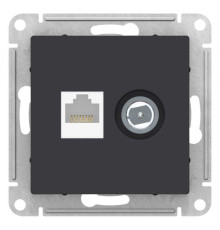 Розетка компьютерная RJ45/TV Systeme Electric AtlasDesign 5e кат UTP карбон ATN001089