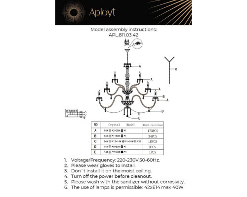 Подвесная люстра Aployt Halina APL.811.03.42