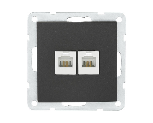 Розетка LK Studio компьютерная 2хRJ-45 кат. 5е с накладкой (черный бархат) LK60 866208-1 Розетка LK Studio компьютерная 2хRJ-45 кат. 5е с накладкой (черный бархат) LK60 866208-1