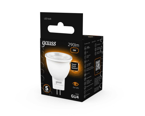 Лампа светодиодная Gauss GU4 3W 3000K матовая 132517103 Лампа светодиодная Gauss GU4 3W 3000K матовая 132517103