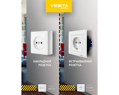 Розетка 2P Vesta-Electric Mega белый FRZ00030101BEL Розетка 2P Vesta-Electric Mega белый FRZ00030101BEL