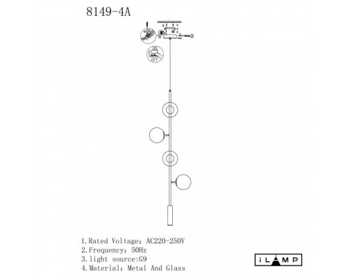 Подвесная люстра iLamp Artis 8149P/4A BR-SM