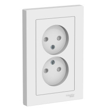 Розетка двойная 2К Systeme Electric AtlasDesign 16A 250V со шторками белая ATN000122