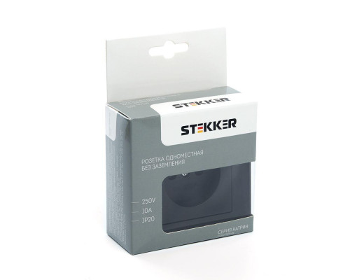 Розетка 2P Stekker Катрин со шторками черный GLS10-7009-05 39512 Розетка 2P Stekker Катрин со шторками черный GLS10-7009-05 39512