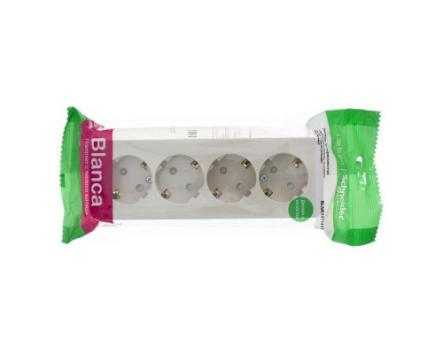 Розетка четырехместная 2К+З Systeme Electric Blanca 16A 250V со шторками бежевая BLNRA011417 Розетка четырехместная 2К+З Systeme Electric Blanca 16A 250V со шторками бежевая BLNRA011417