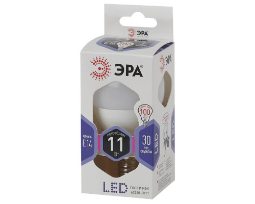 Лампа светодиодная ЭРА E14 11W 6000K матовая LED P45-11W-860-E14 Б0032990