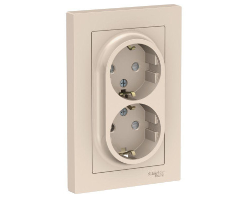 Розетка двойная 2К+З Systeme Electric AtlasDesign 16A 250V со шторками бежевая ATN000226 Розетка двойная 2К+З Systeme Electric AtlasDesign 16A 250V со шторками бежевая ATN000226