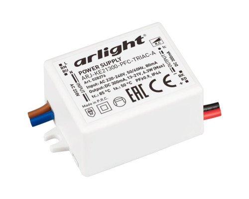 Драйвер Arlight ARJ-KE21300-PFC-Triac-A 13-21V 6,3W IP44 0,3A 028276 Драйвер Arlight ARJ-KE21300-PFC-Triac-A 13-21V 6,3W IP44 0,3A 028276