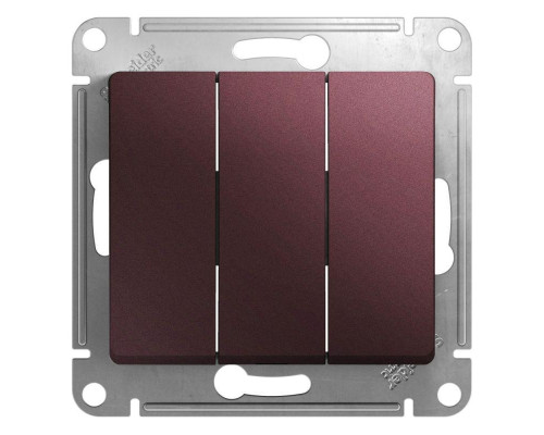 Выключатель трехклавишный Systeme Electric Glossa 10A 250V баклажановый GSL001131 Выключатель трехклавишный Systeme Electric Glossa 10A 250V баклажановый GSL001131