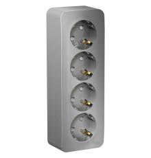 Розетка четырехместная 2К+З Systeme Electric Blanca 16A 250V со шторками алюминий BLNRA011413