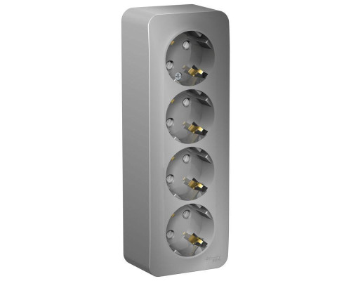Розетка четырехместная 2К+З Systeme Electric Blanca 16A 250V со шторками алюминий BLNRA011413 Розетка четырехместная 2К+З Systeme Electric Blanca 16A 250V со шторками алюминий BLNRA011413