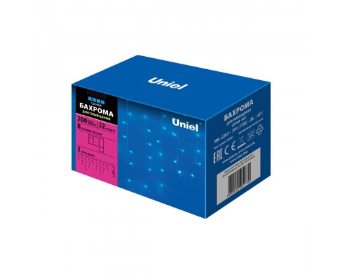 Светодиодная гирлянда Uniel бахрома 220V синий ULD-B3010-200/DTA Blue IP20 07950 Светодиодная гирлянда Uniel бахрома 220V синий ULD-B3010-200/DTA Blue IP20 07950