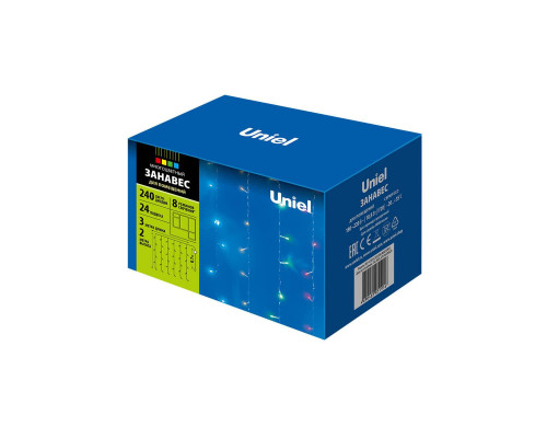 Светодиодная гирлянда Uniel занавес 220V разноцветный ULD-C2030-240/DTA Multi IP20 07943 Светодиодная гирлянда Uniel занавес 220V разноцветный ULD-C2030-240/DTA Multi IP20 07943
