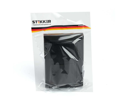 Розетка 2-местная 2P+PE Stekker Эрна с крышкой черный PST16-9015-03 49138 Розетка 2-местная 2P+PE Stekker Эрна с крышкой черный PST16-9015-03 49138
