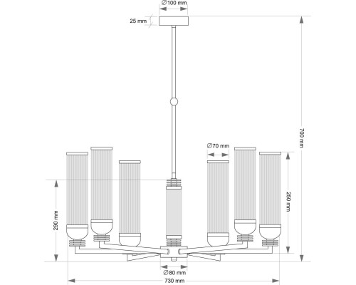 Подвесной светильник KUTEK IZANO IZA-ZW-6(P/6)T