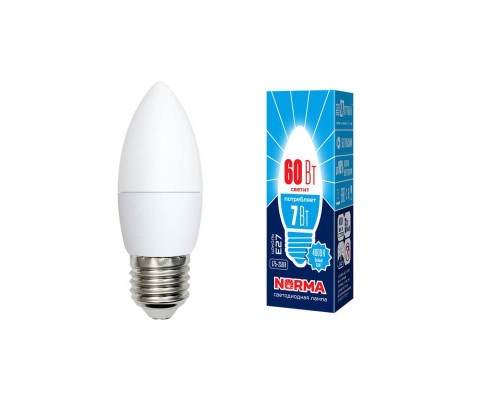 Лампа светодиодная E27 7W 4000K матовая LED-C37-7W/NW/E27/FR/NR UL-00003798 Лампа светодиодная E27 7W 4000K матовая LED-C37-7W/NW/E27/FR/NR UL-00003798