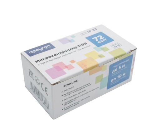 Мини-контроллер RGB Apeyron с пультом 12/24V 04-15 Мини-контроллер RGB Apeyron с пультом 12/24V 04-15