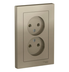 Розетка двойная 2К Systeme Electric AtlasDesign 16A 250V шампань ATN000520