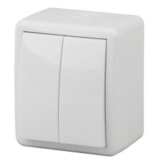 Выключатель двухклавишный ЭРА Эксперт 10AX 250V IP54 Al Cu 11А-1404-01 Б0038817