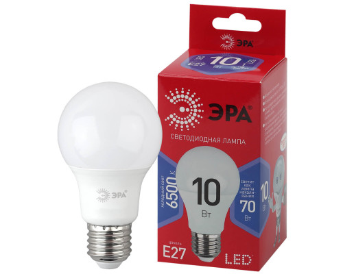 Лампа светодиодная ЭРА E27 10W 6500K матовая A60-10W-865-E27 R Б0045324 Лампа светодиодная ЭРА E27 10W 6500K матовая A60-10W-865-E27 R Б0045324