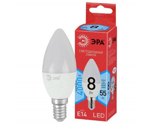 Лампа светодиодная ЭРА E14 8W 4000K матовая ECO LED B35-8W-840-E14 Б0030019