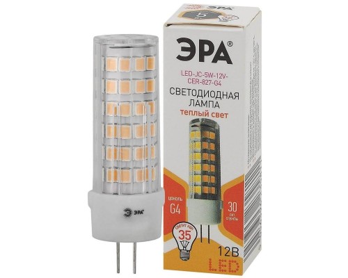 Лампа светодиодная ЭРА G4 5W 2700K прозрачная LED JC-5W-12V-CER-827-G4 Б0049087