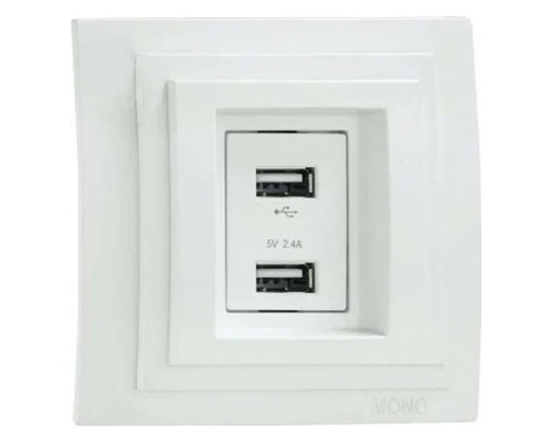 Розетка 2-а USB-зарядка Mono Electric Larissa 16A 250V белый 103-191905-178 Розетка 2-а USB-зарядка Mono Electric Larissa 16A 250V белый 103-191905-178