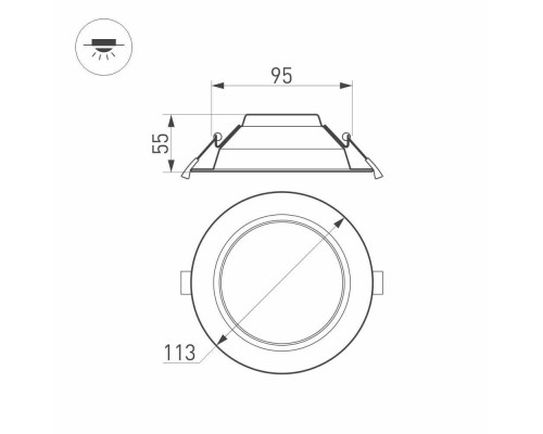 Встраиваемый светодиодный светильник Arlight IM-Cyclone-R115-10W Warm3000 023198(2) Встраиваемый светодиодный светильник Arlight IM-Cyclone-R115-10W Warm3000 023198(2)
