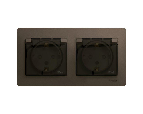 Розетка двойная 2К+З Systeme Electric Glossa 16A 250V со шторками шоколад GSL000847 Розетка двойная 2К+З Systeme Electric Glossa 16A 250V со шторками шоколад GSL000847